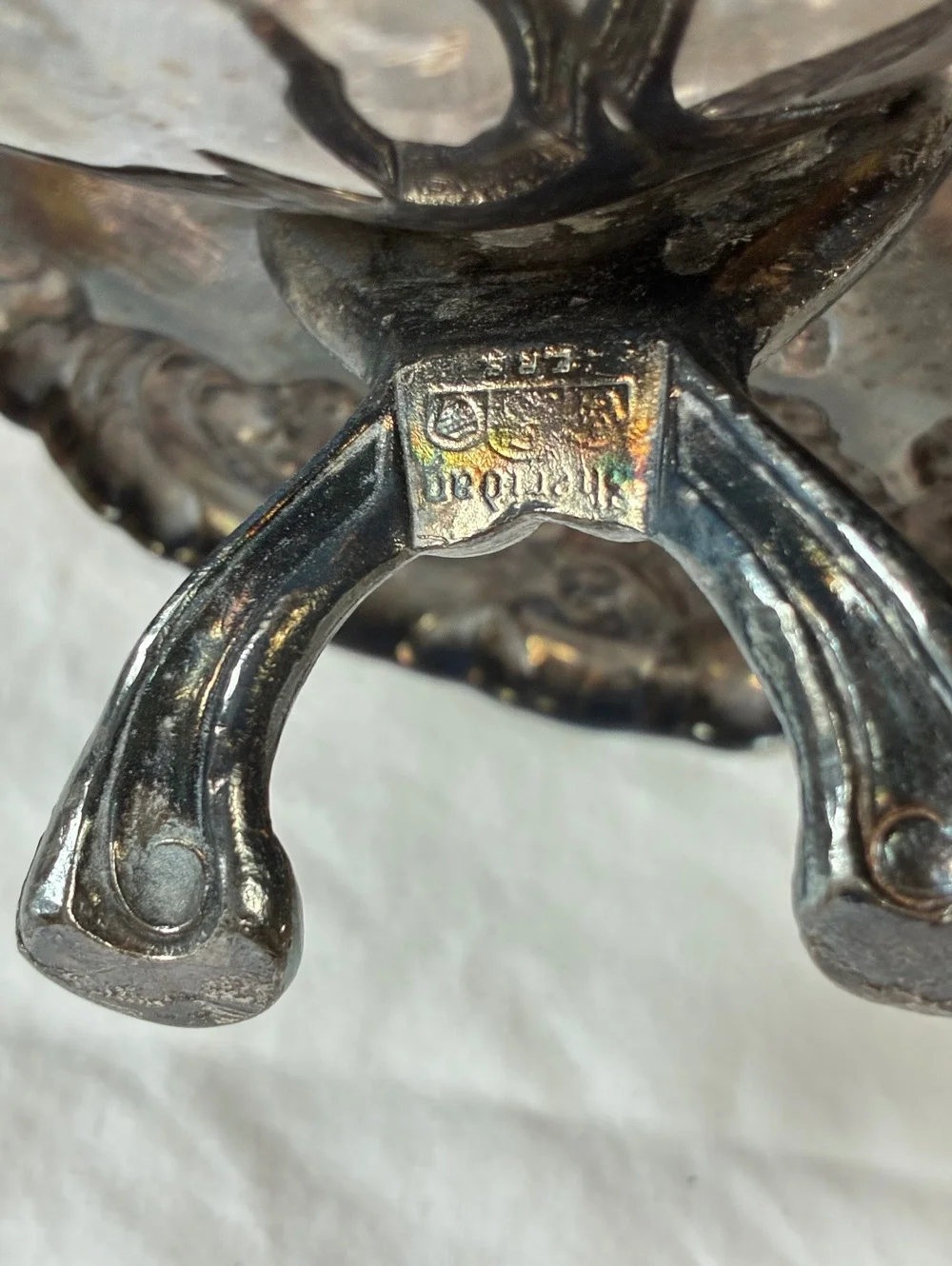 Vintage Silver Shell Shaped Candle Holder with Ornate Detailing 12 inch